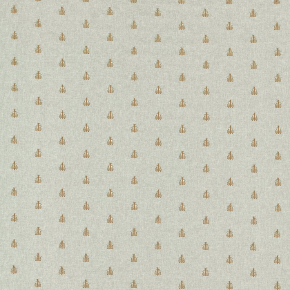 Clarke & Clarke Falena Embroidery Fabric in Linen & Gold